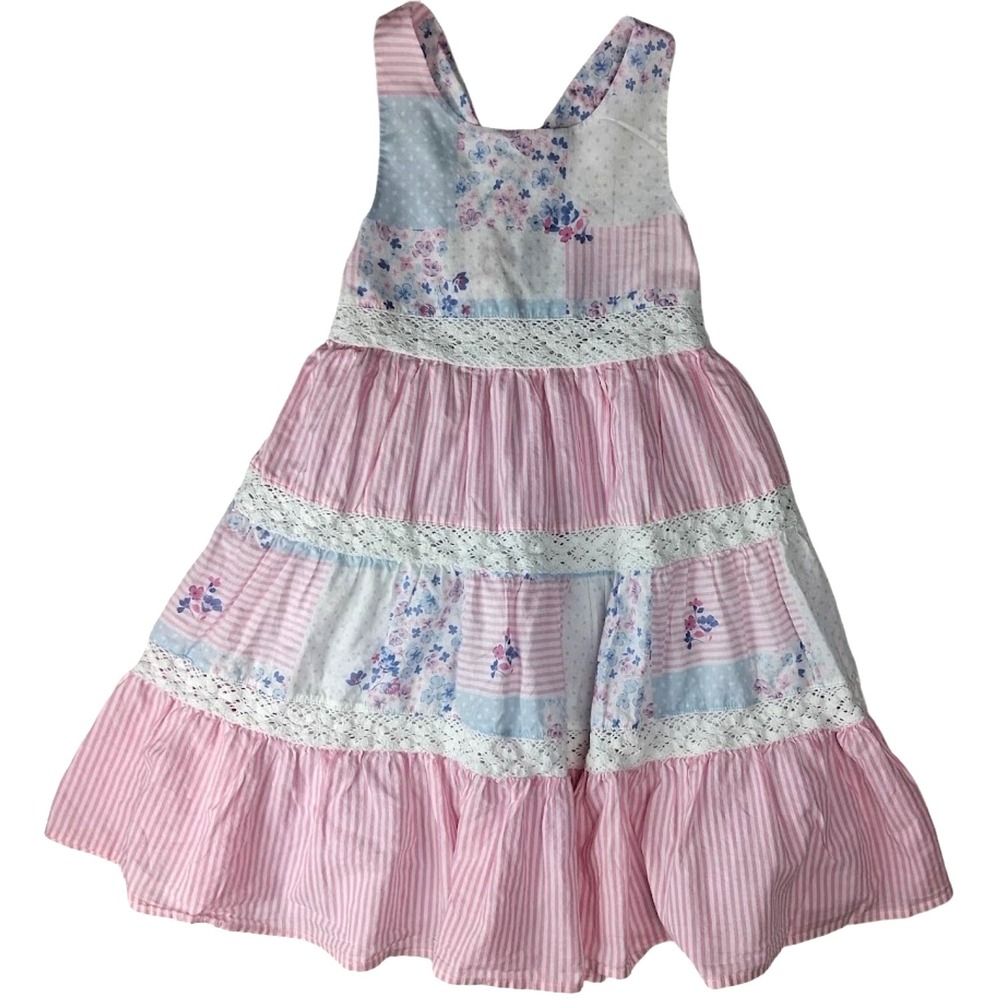 Tommy Bahama Girls Sz 8 Pink‎ Blue Patchwork Summer Dress Gingham Sleeveless